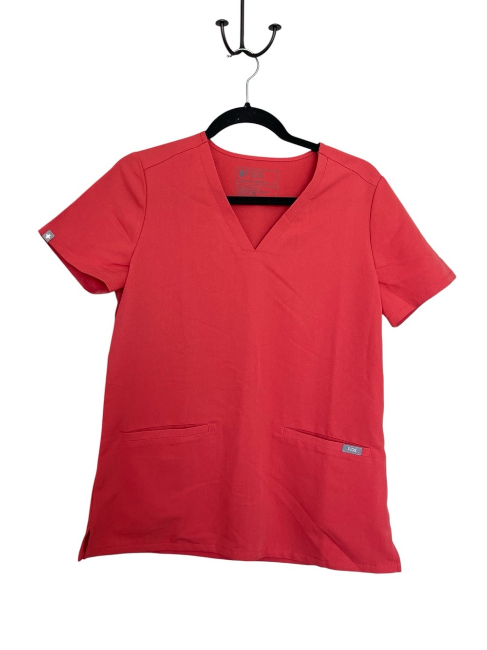 Figs Women's V-Neck Scrub Top in Coral